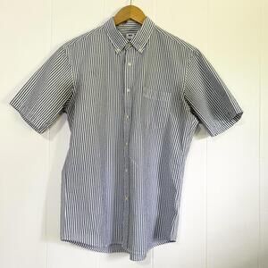 Uniqlo Pin Stripe Blue Button Up Collared Short Sleeve Shirt Men's Medium